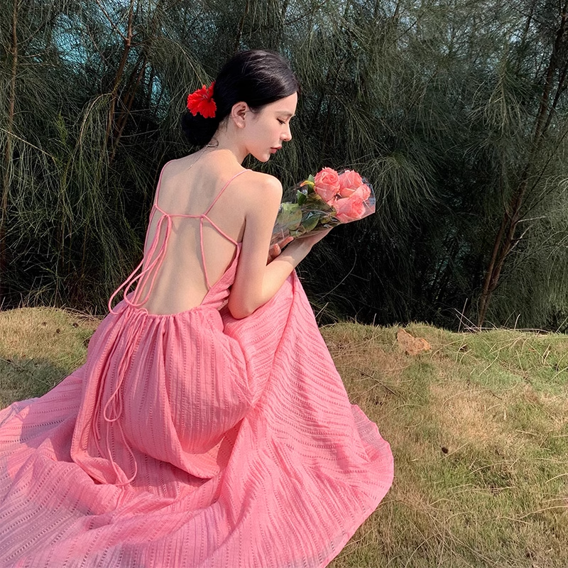 New Elegant Women Sexy Backless Beach Spaghetti Strap Dress TP2968