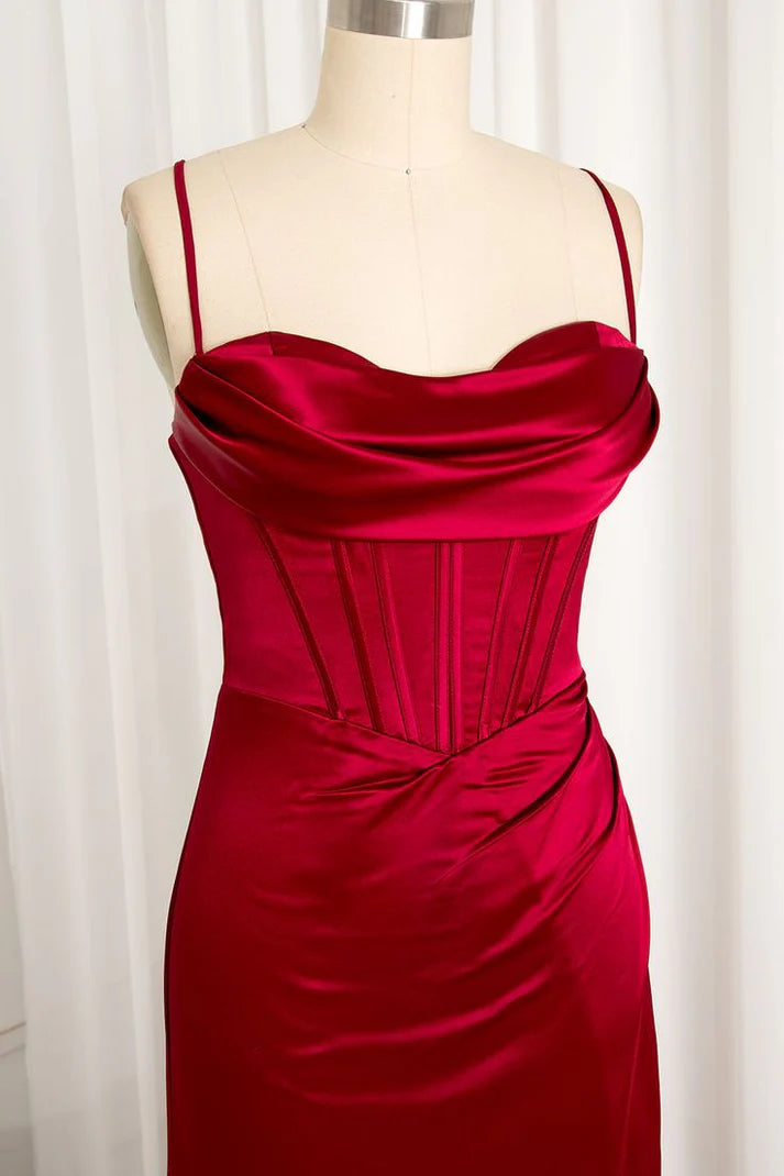 Enchanting Satin Backless Lace-up Mermaid Long Prom Dress Party Dress Evening Dress TP4489