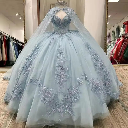 Elegant Sky Blue Sweetheart Sweet 16 Quinceanera A-Line Prom Dress Birthday Dress Evening Dress Ball Gown TP4531
