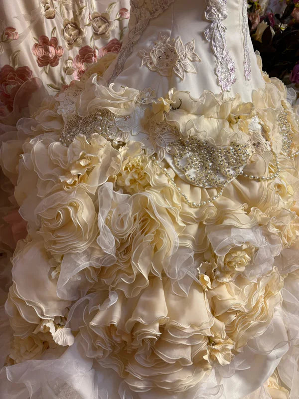 Gorgeous Strapless Ruffles Sweet 16 Quinceanera A-Line Evening Dress Ball Gown TP4283