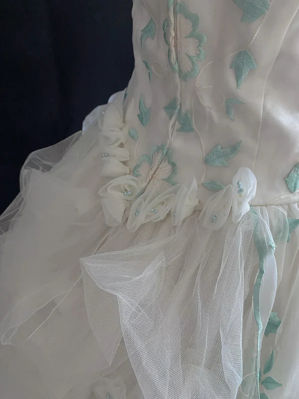 Retro Embroidery Off-the-shoulder Chiffon Tulle Sweet 16 Quinceanera A-Line Evening Dress Ball Gown TP4281