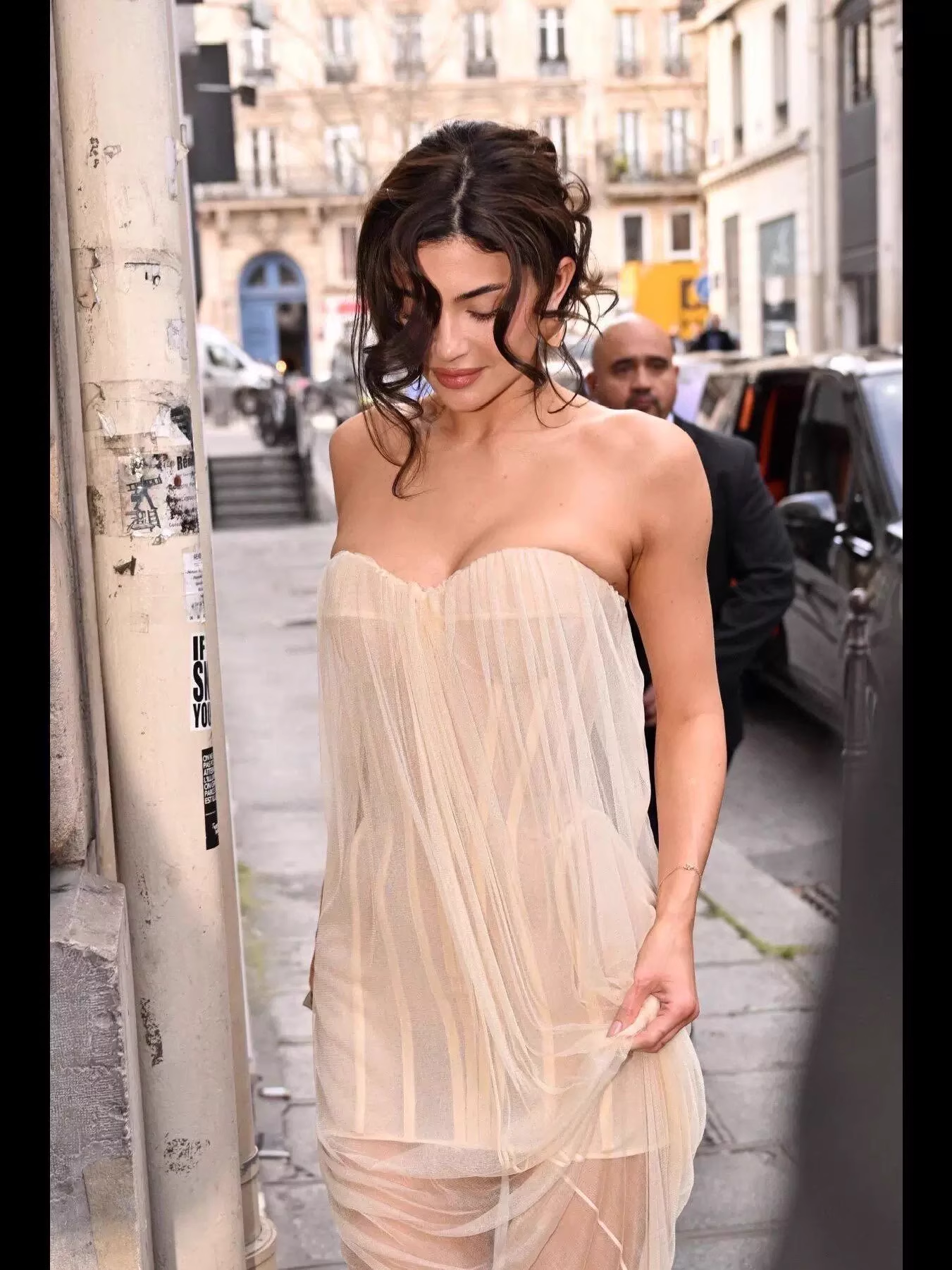 Fashion Beige Strapless Design A-line Tulle Women Dress TP3873