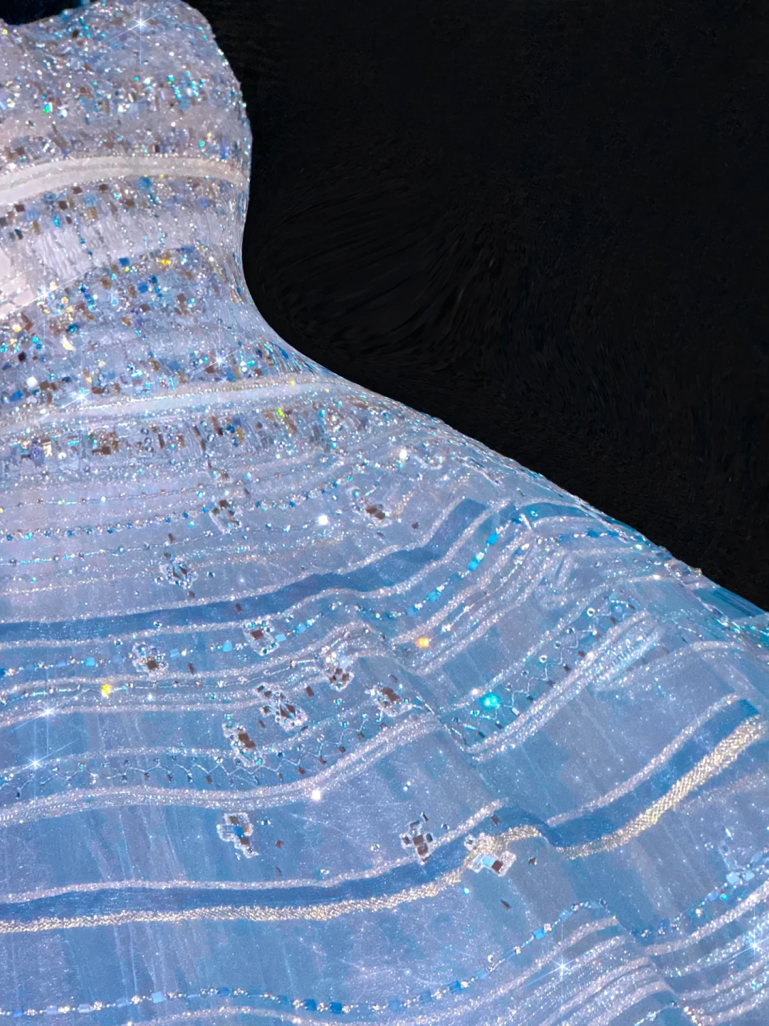 Vintage Sparkling Blue Sequin Sweetheart A-Line Design Tulle Evening Dress Prom Dresses TP4160