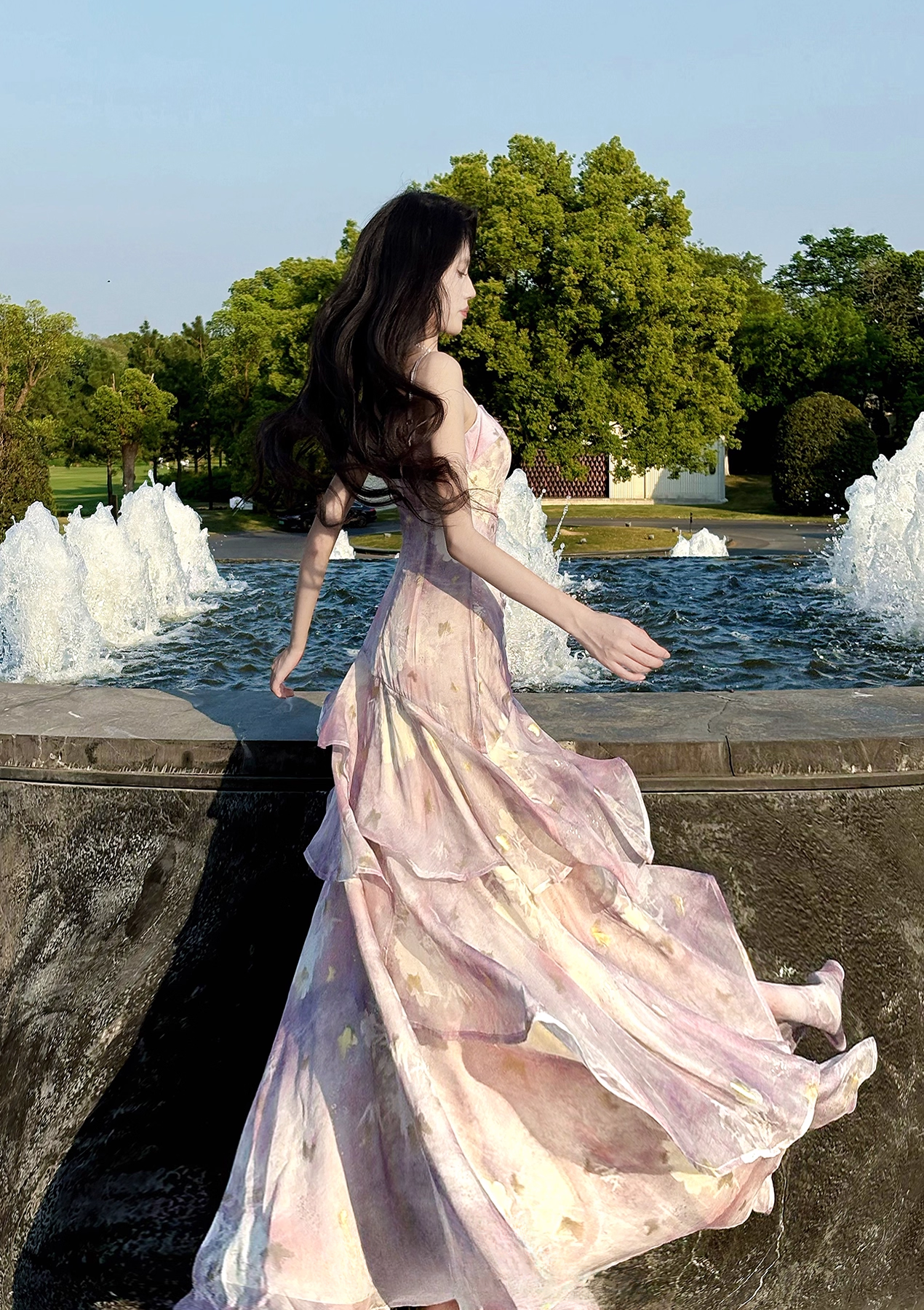 Vintage Lilac Floral Mermaid Spaghetti Strap Evening Dress Long Prom Dress TP4996