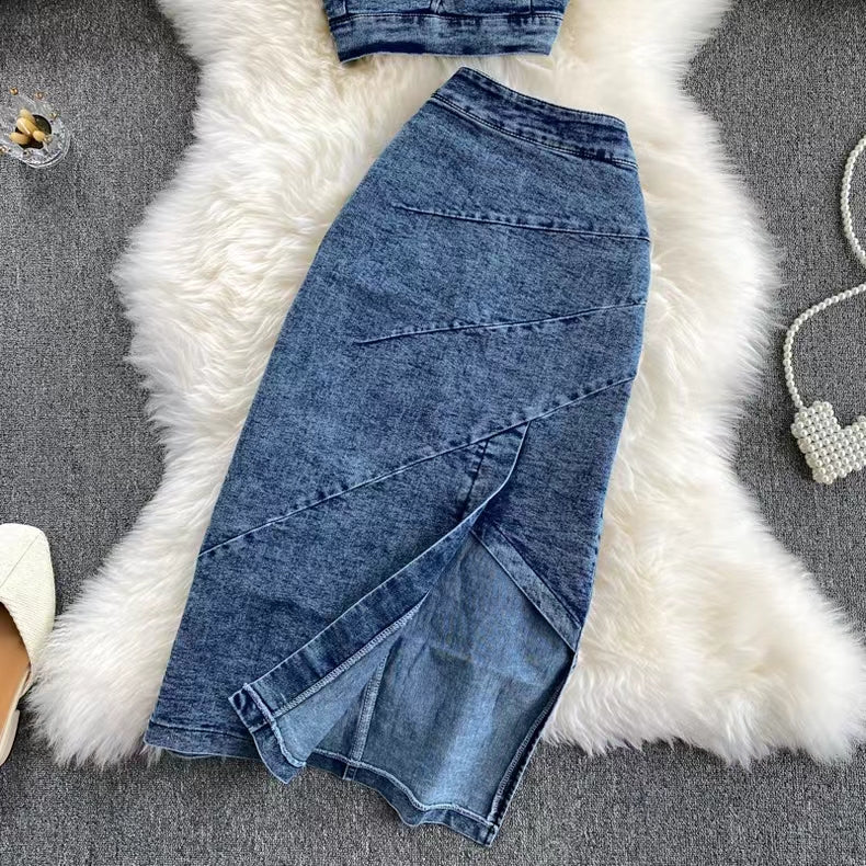 New Tank Top High-waisted Denim skirt For Women TP2834