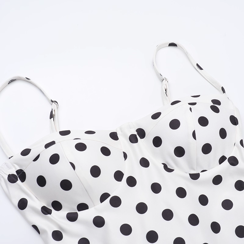 Cute Dot Pattern Sweetheart Spaghetti Strap Sheath Long Summer Dress Prom Dress Evening Dress TP4354