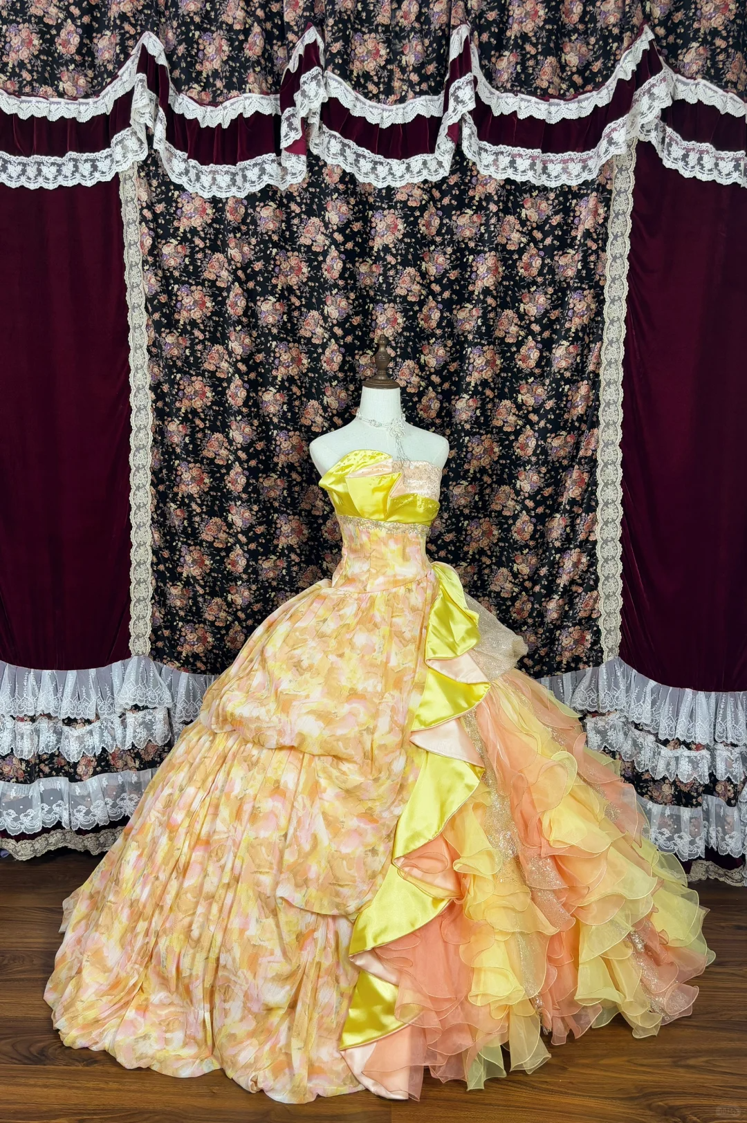 Gorgeous Floral Sweet 16 Quinceanera Strapless A-Line Floor-length Prom Dress Birthday Dress Evening Dress Ball Gown TP4383