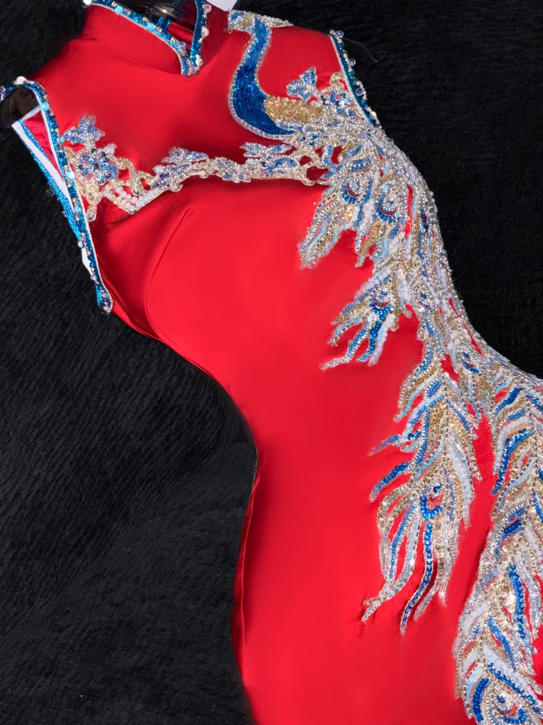 Gorgeous Shiny Red Beaded Sequined Embroidery Design Mermaid Prom Dress Evening Dress TP4215