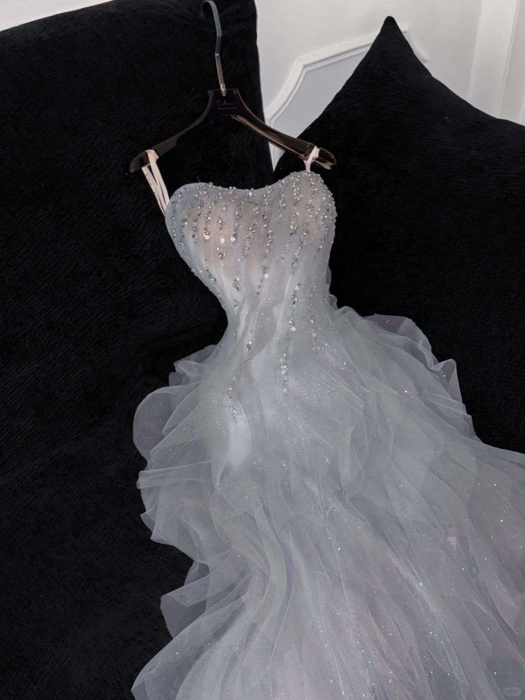 Fashion Sparkling White Beaded Sequin Mermaid Elegant Tulle Evening Dress Prom Dresses TP4158