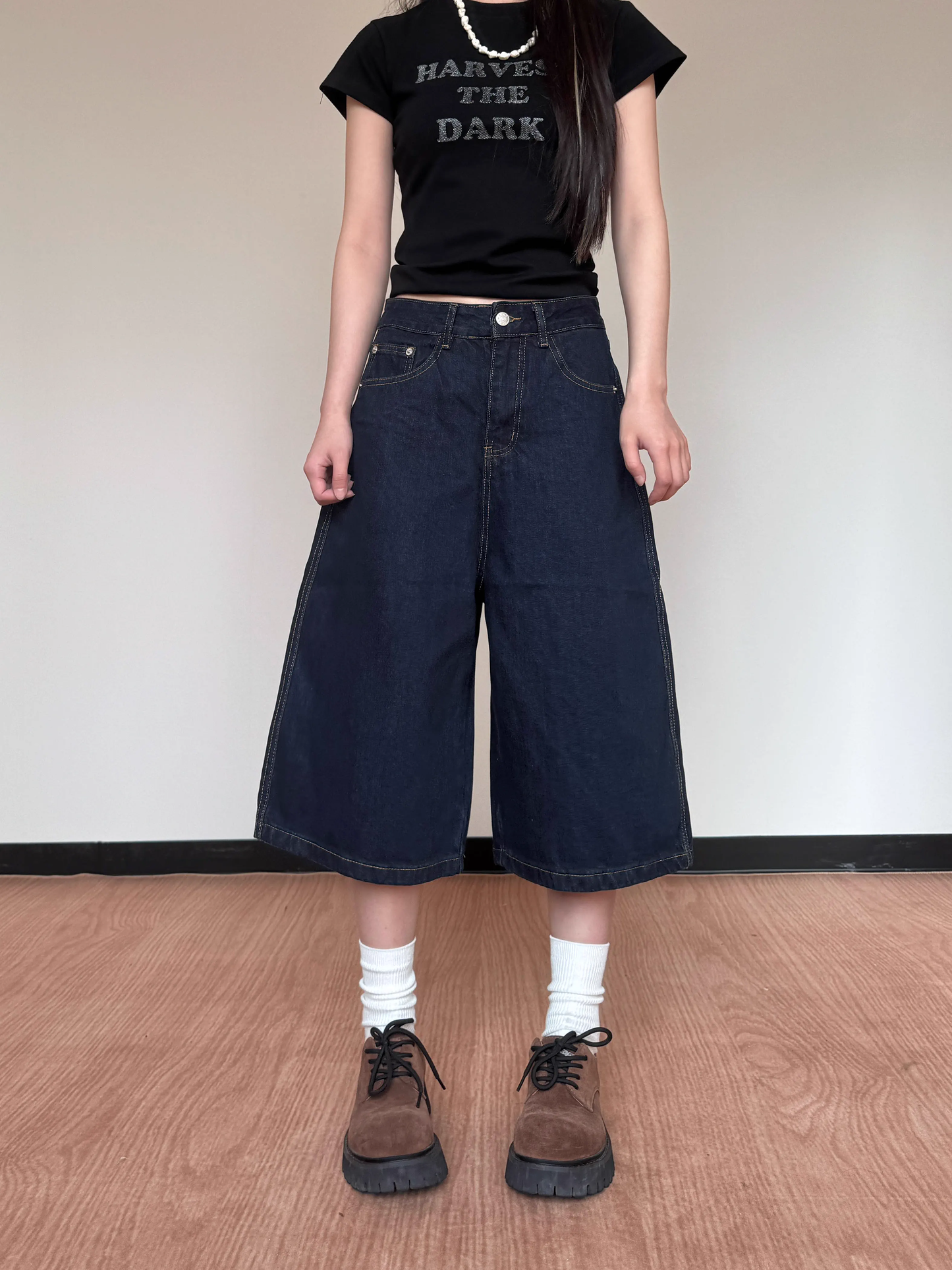 New Fashion Loose-fitting Letter Embroidery Design Street-style Casual Cropped Pants TP3232