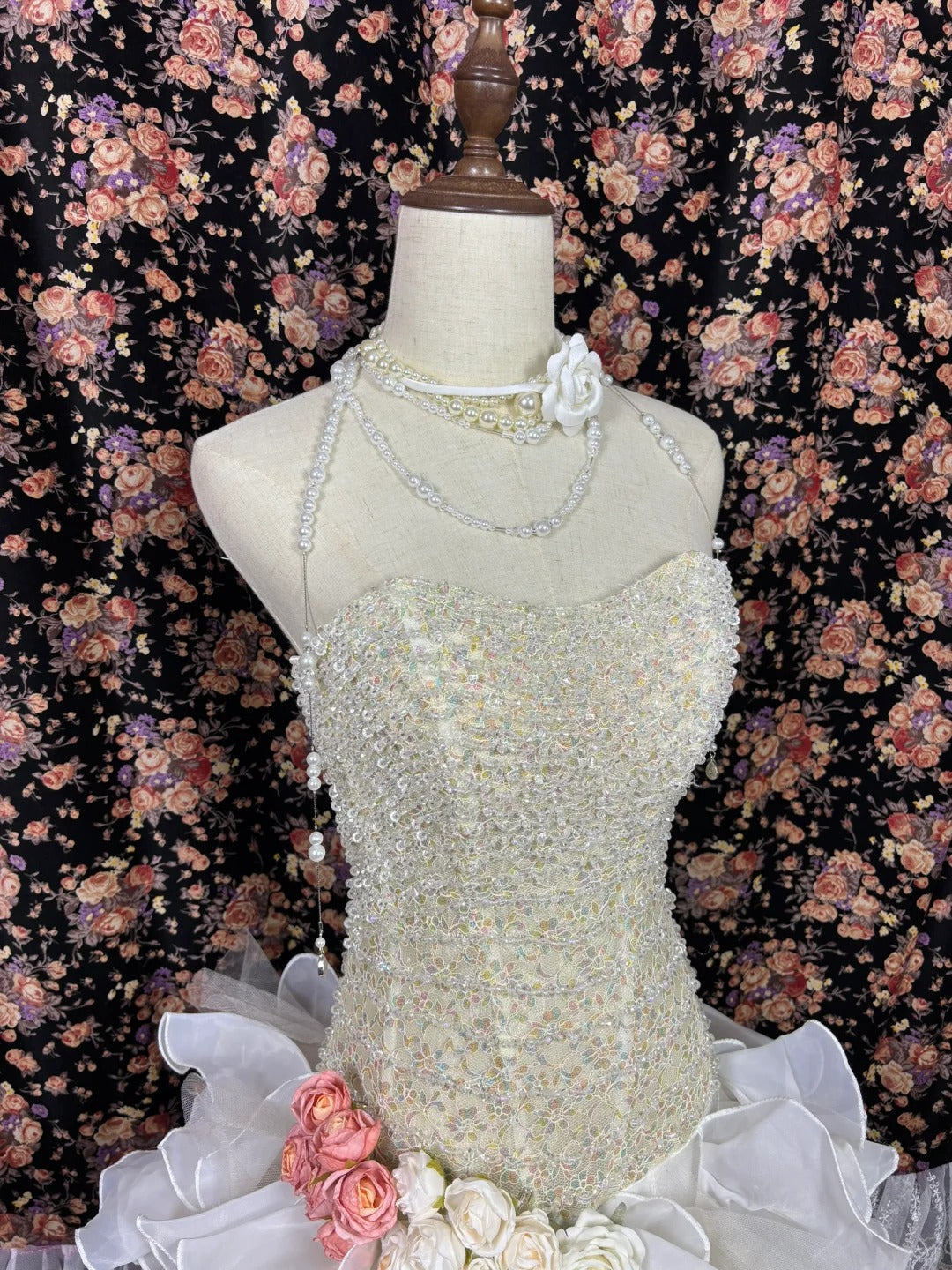 Retro Sweetheart Strapless Appliqued 3D Flower A-Line Tulle Quinceanera Dresses Evening Ball Gowns TP3791