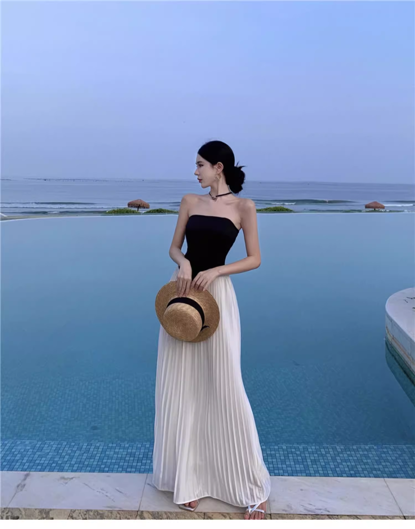 Simple Casual Design A-Line Women Strapless Dress TP3150