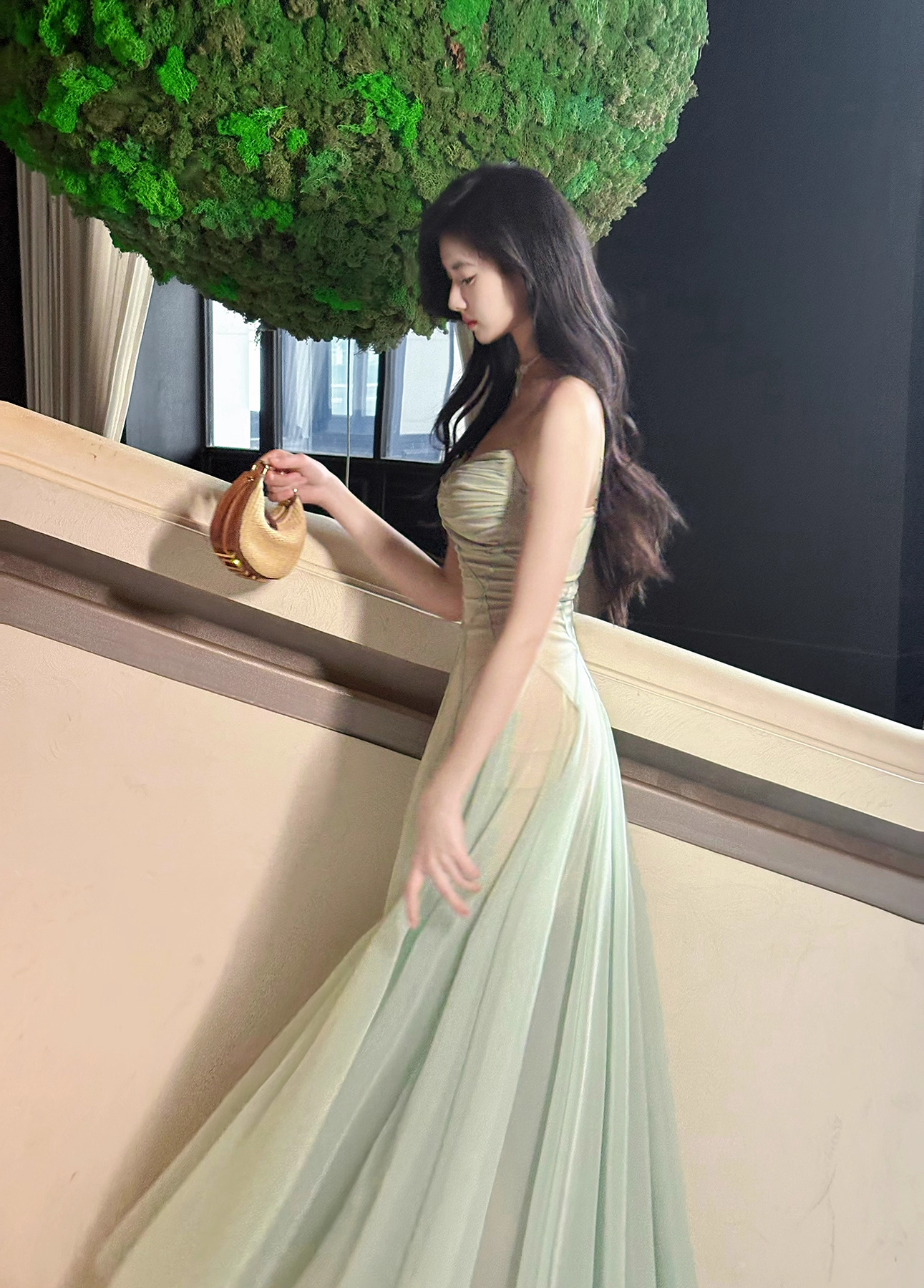 Vintage Sage Green Chiffon Prom Dress A-Line Spaghetti Strap Evening Dress Long Formal Dress TP4731