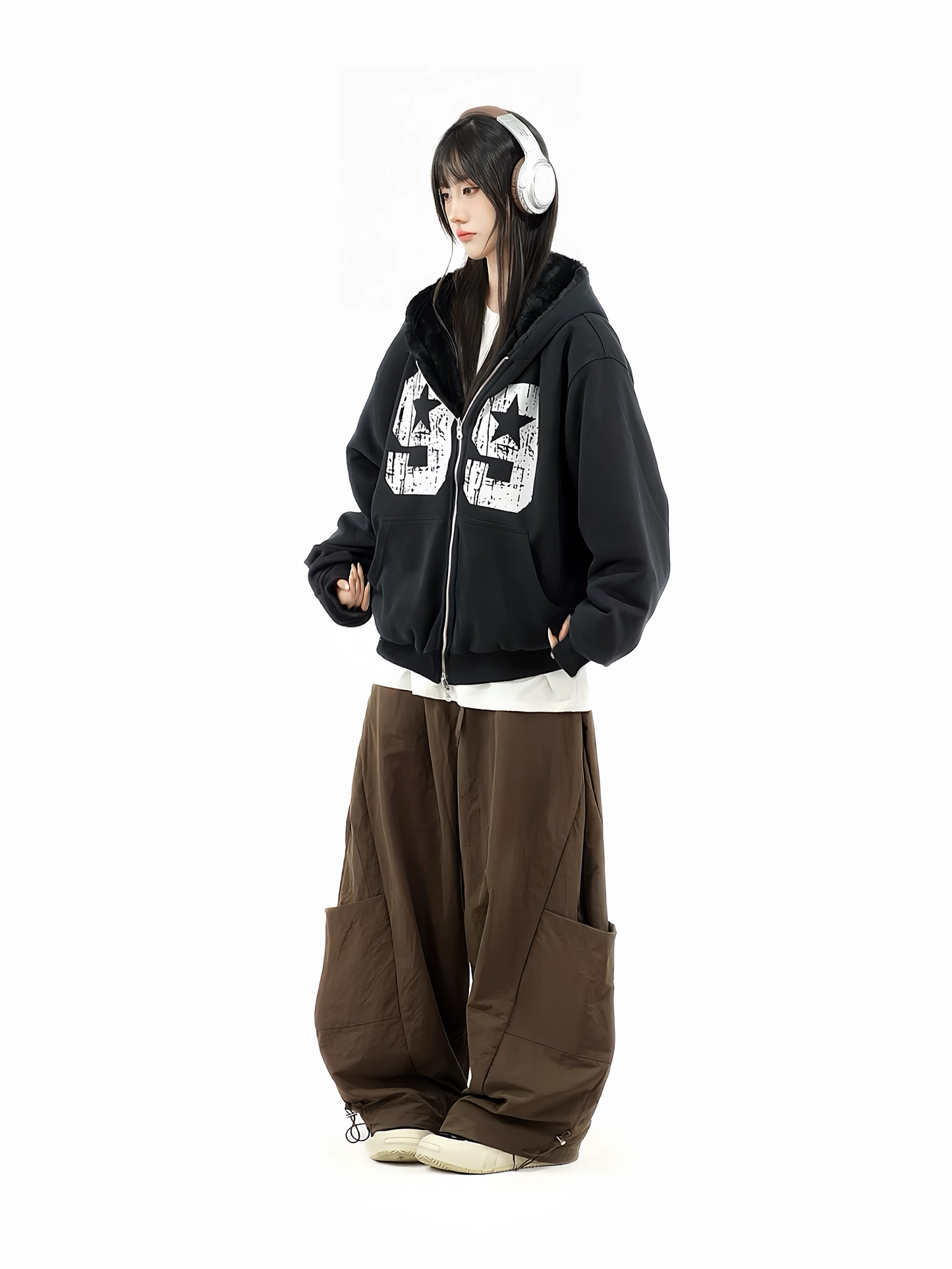 Simple Fashion Loose-fitting Large Pockets Design Street-style Long Casual Pants TP3241