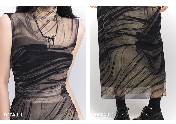New Simple High Neck & Low Neckline Design Sleeveless Tank Top Dress TP2916