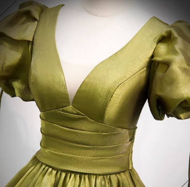 Green V-Neck Long Prom Dresses, A-Line Evening Dresses TP707