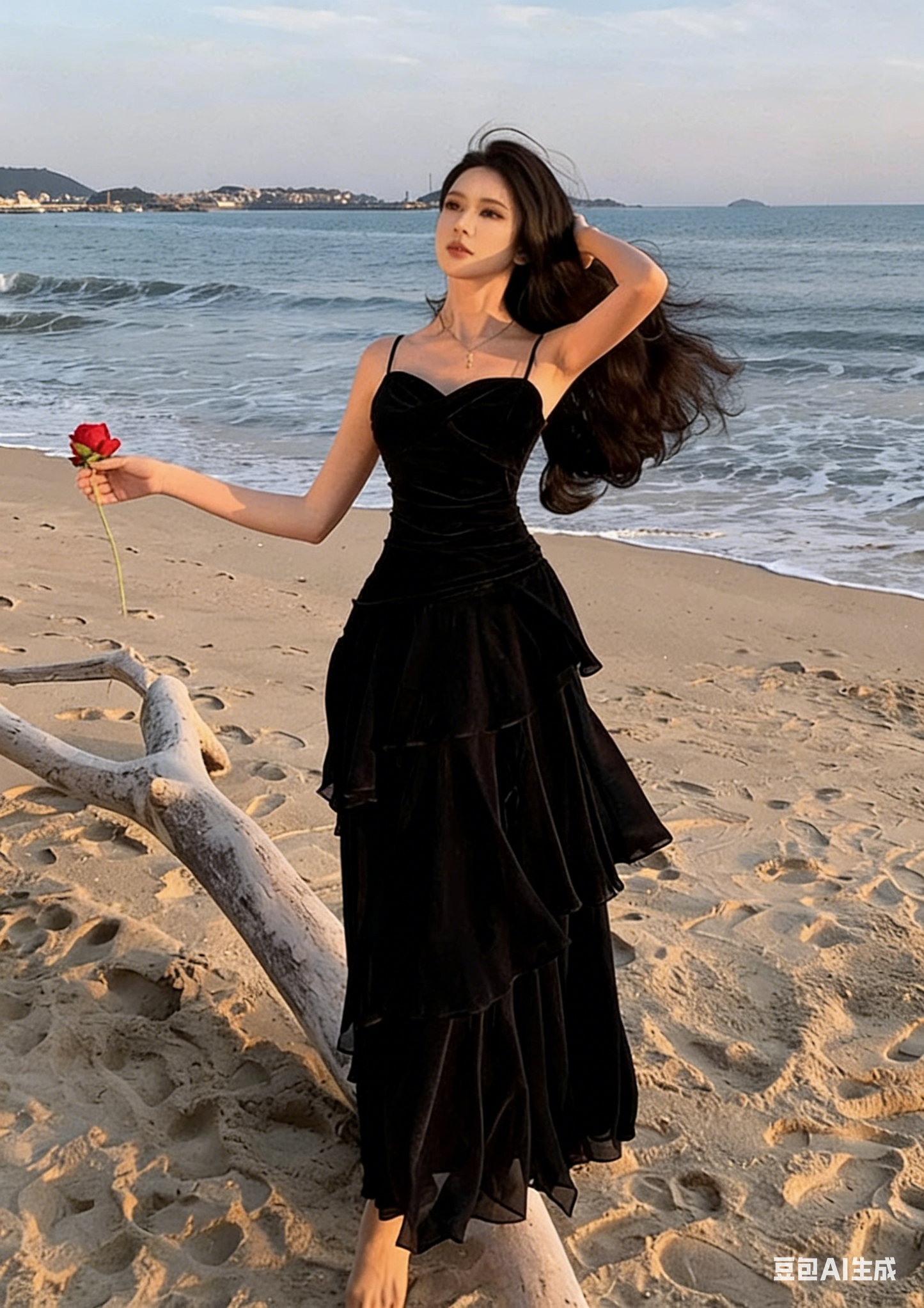 Vintage Sweetheart A-Line Evening Gown Spaghetti Strap Chiffon Tiered Prom Dress TP5144