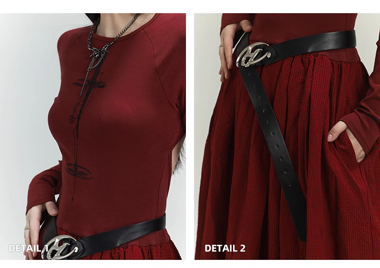 Vintage Elegant Simple Backless Red Long-sleeved Dress TP2917