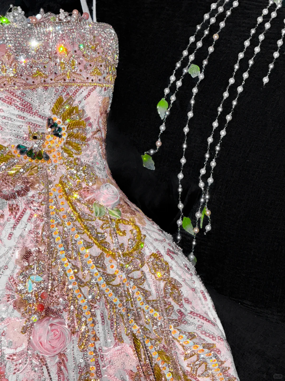 Gorgeous Sparkling Pink Beaded Applique Mermaid Design Exquisite Embroidery Evening Dress Prom Dresses TP4167