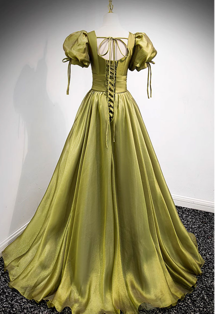 Green V-Neck Long Prom Dresses, A-Line Evening Dresses TP707