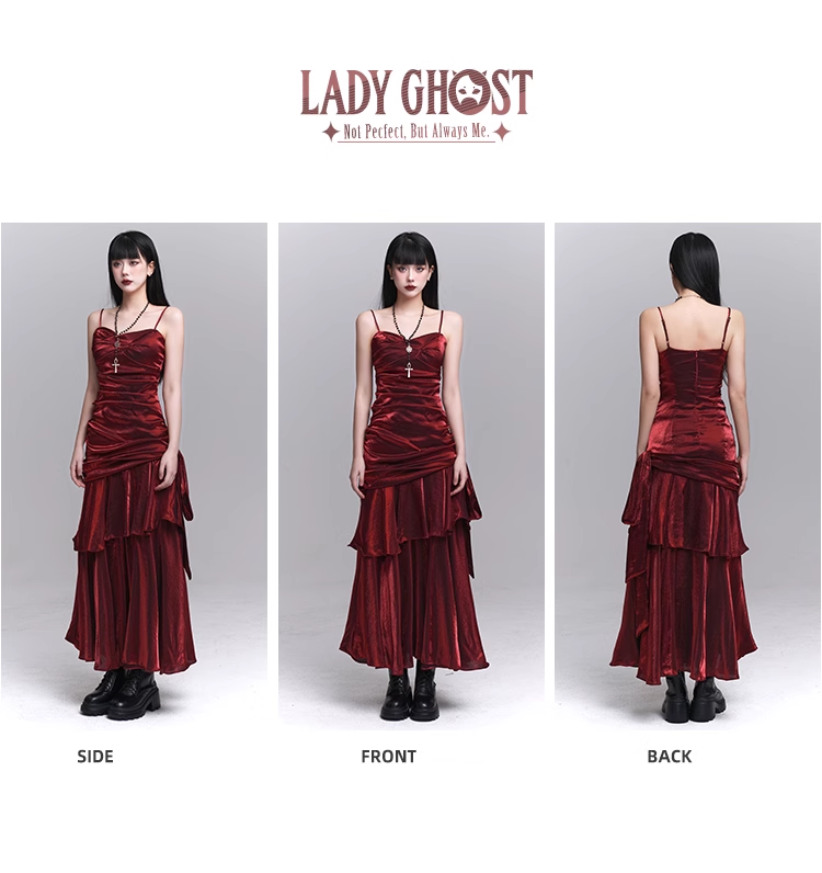 Vintage Fashion Red Spaghetti Strap Dress TP2910