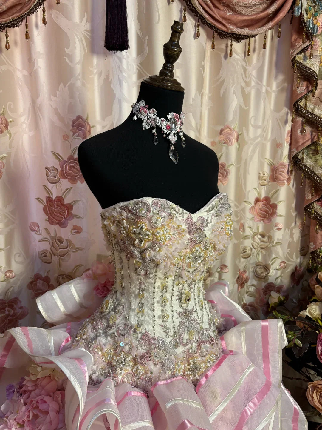 Vintage Pink Sweetheart Strapless Beaded Sweet 16 Quinceanera A-Line Evening Dress Ball Gown TP4288