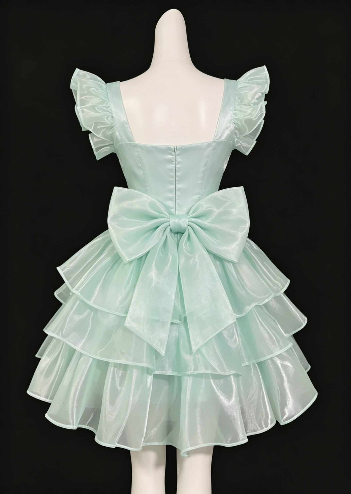 Vintage Mint Green Organza Ruffle Tiered A-Line Homecoming Dress TP6061