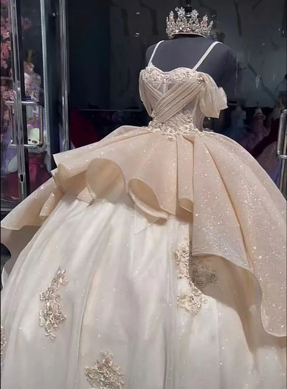 Elegant Shiny Embroidery Sweet 16 Quinceanera A-Line Floor-length Prom Dress Birthday Dress Evening Dress Ball Gown TP4422