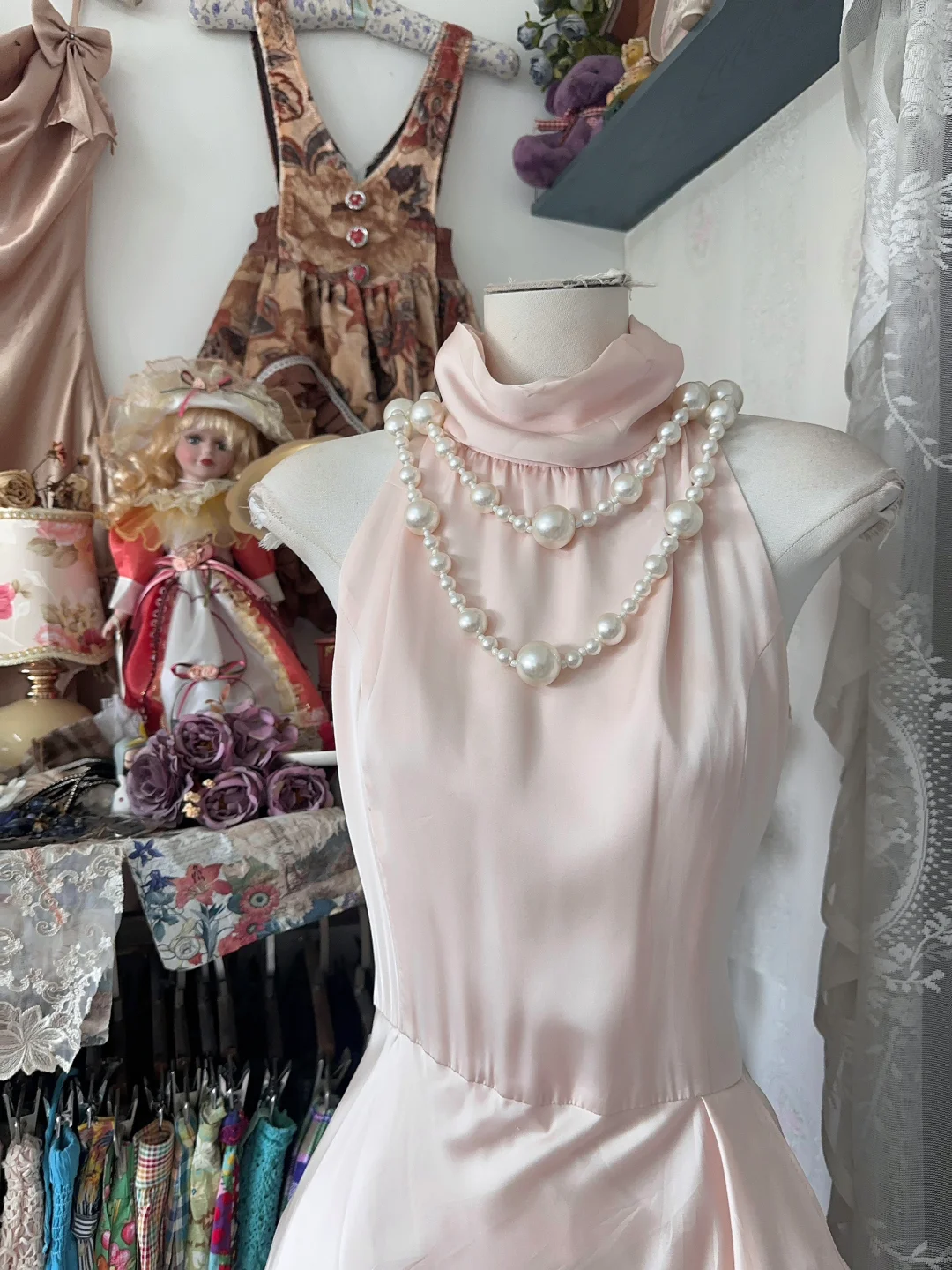 Vintage Pink Irregular Ruffle Hem Elegant A-Line Chiffon Long Evening Dress Prom Dresses TP4199