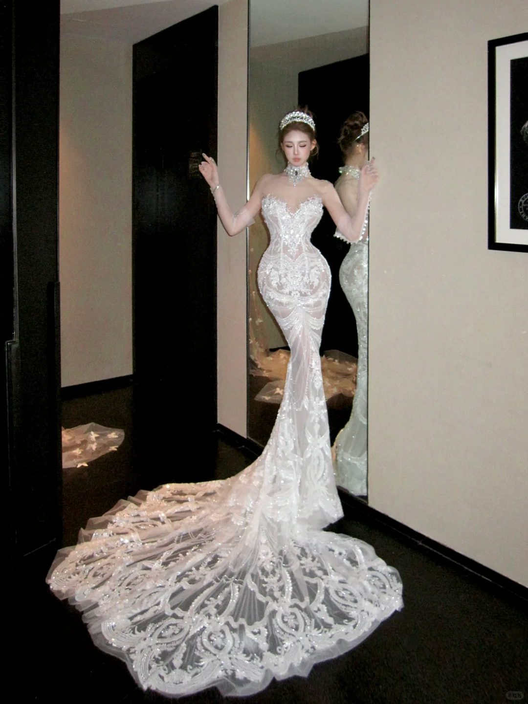 Elegant Glittering Beaded Sequined Applique Sweetheart Design Mermaid Wedding Dress Prom Dress Evening Dress TP4231