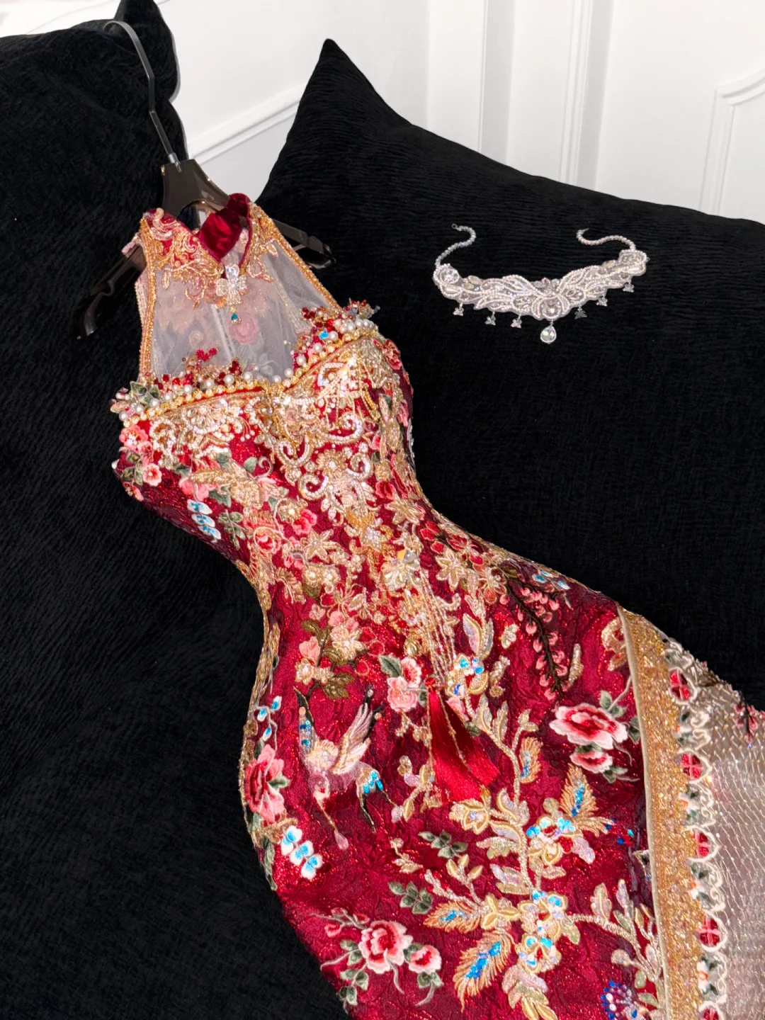 Gorgeous Sparkling Beaded Sequin Mermaid Design Exquisite Embroidery Evening Dress Prom Dresses TP4163