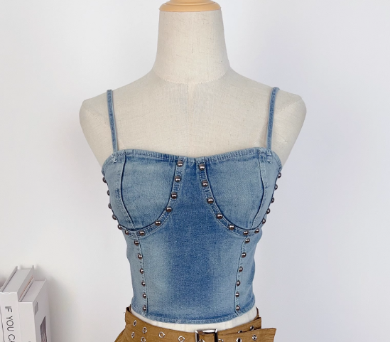 Vintage Irregular Ruffled Skirt Design A-line Casual Sleeveless Denim Vest A Two-piece Dress TP3256