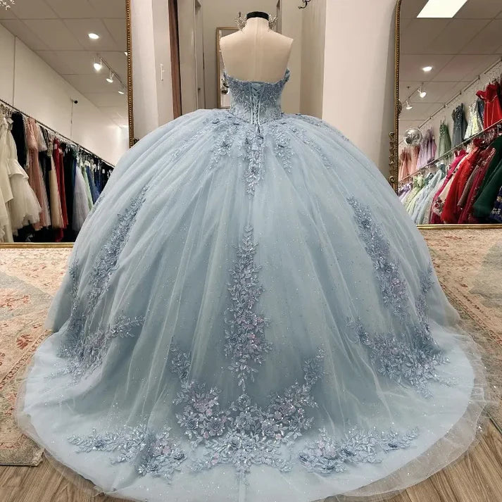Elegant Sky Blue Sweetheart Sweet 16 Quinceanera A-Line Prom Dress Birthday Dress Evening Dress Ball Gown TP4531