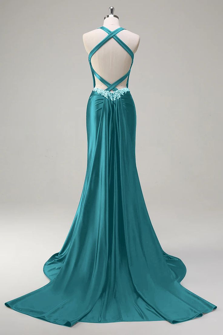 Vintage Satin Beaded Evening Gown Sheath Sweetheart Party Dress Long Formal Dress TP4977