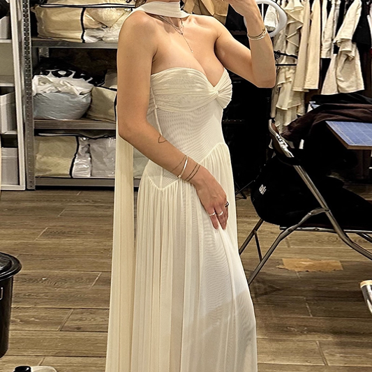 Enchanting Ivory Sweetheart Strapless A-Line Long Prom Dress Evening Dress TP4347