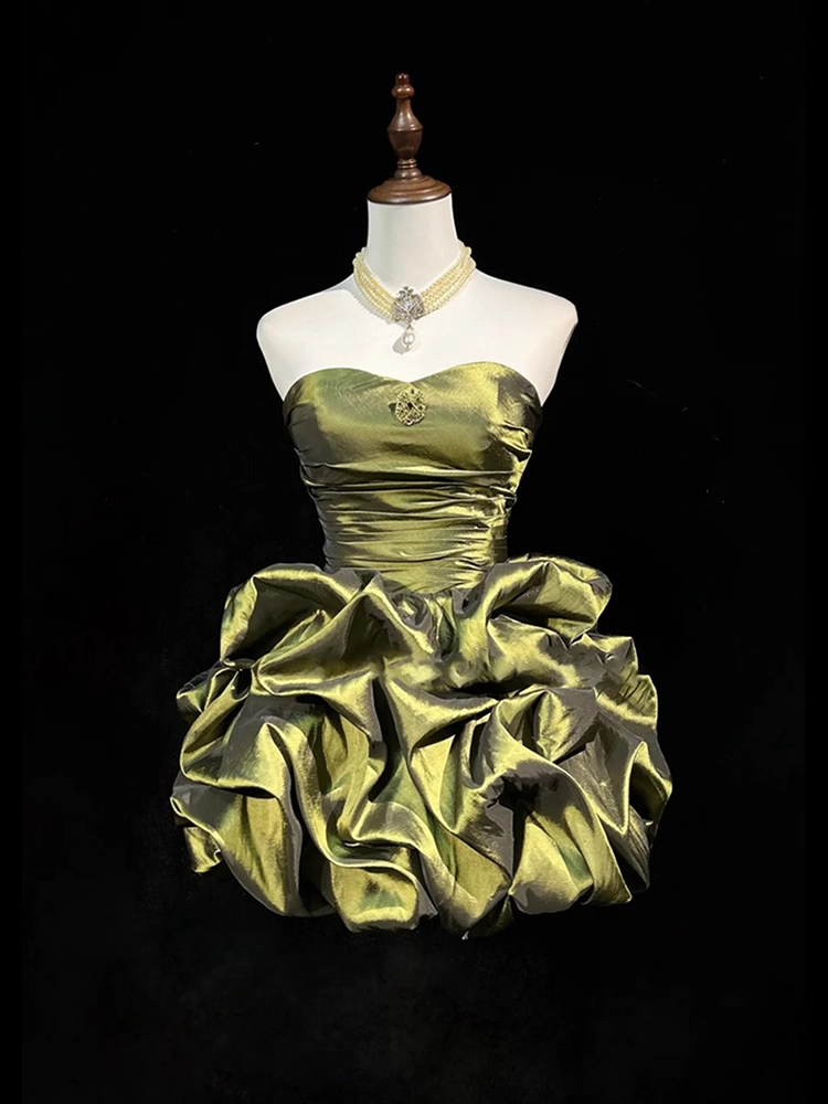 Vintage Sweetheart A-Line Homecoming Dress Ruffle Strapless Party Dress Short Cocktail Dress TP4609