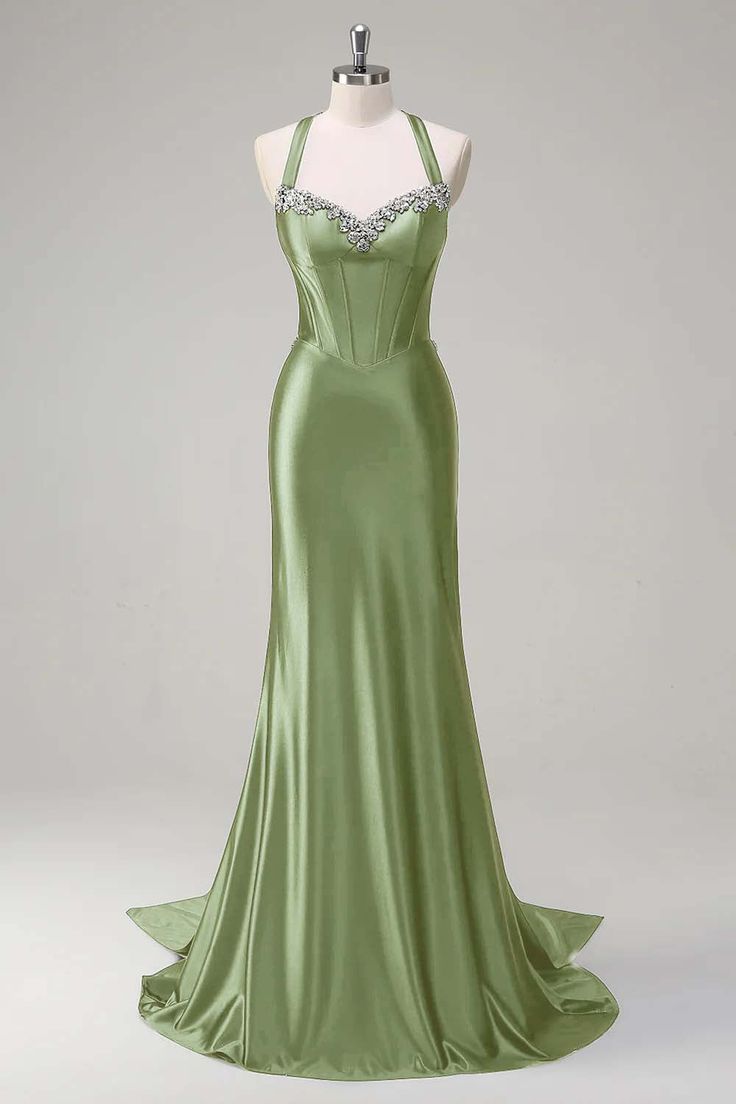 Vintage Satin Beaded Evening Gown Sheath Sweetheart Party Dress Long Formal Dress TP4977