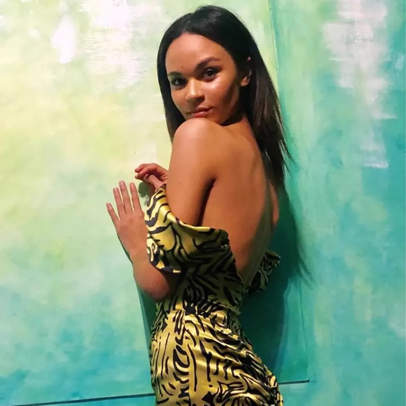 Yellow Leopard Print Off-the-shoulder Design Sheath Party Dress TP3890