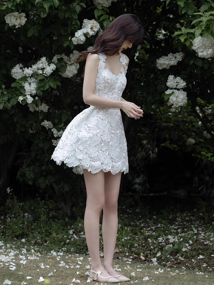 Retro White Appliqued Sleeveless Design A-line Party Dress Homecoming Dresses TP3946