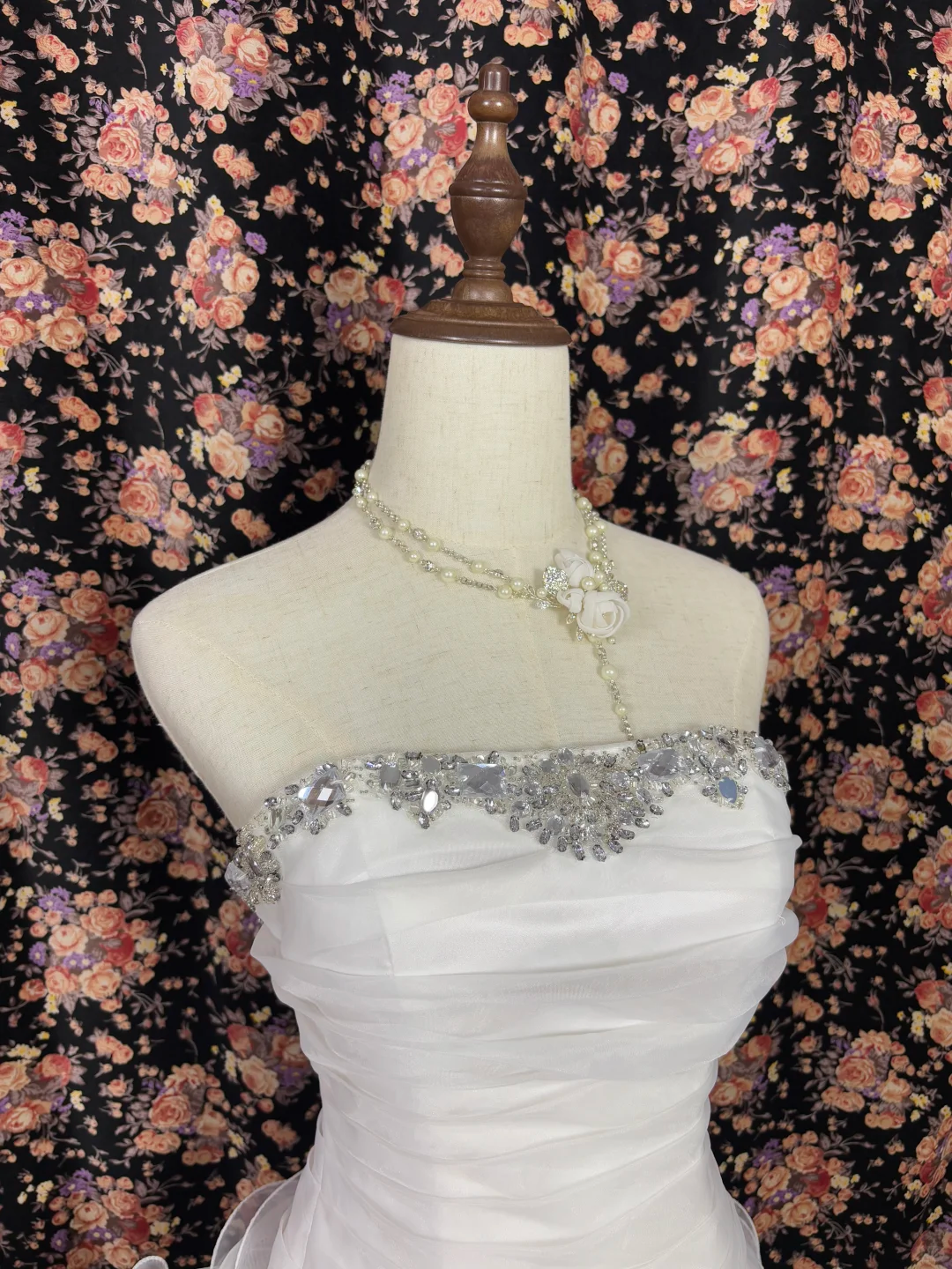 Shiny White Beaded Strapless A-Line Short Tiered Party Dress Homecoming Dress TP4392