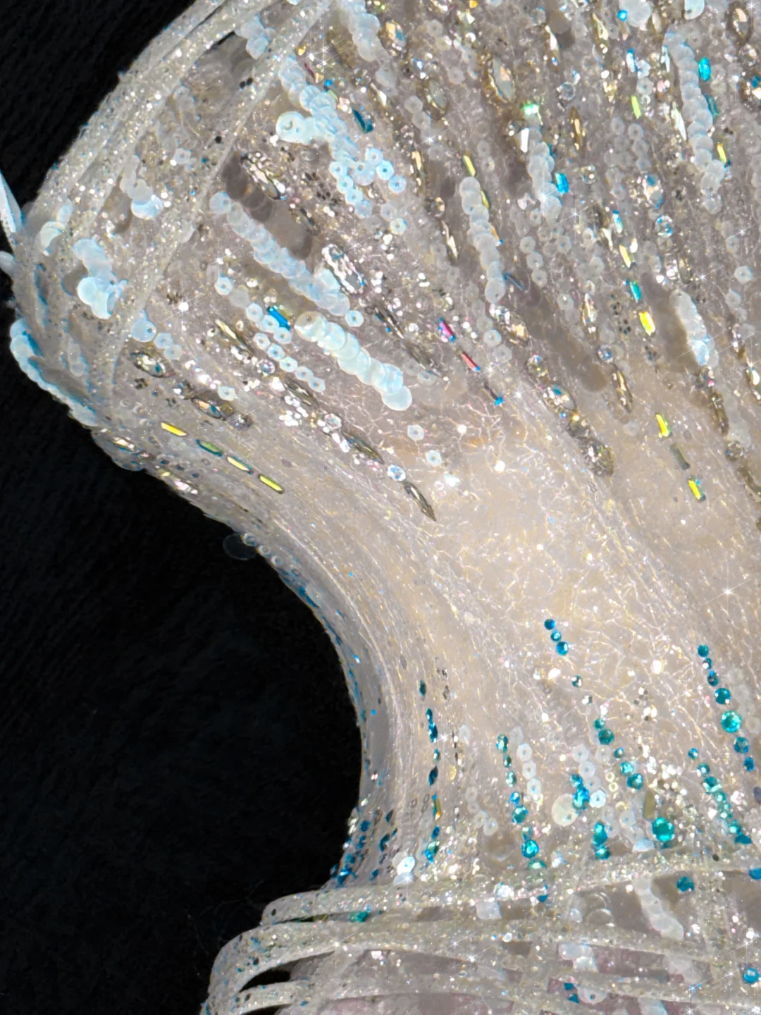 Gorgeous Sparkling Blue Sequin A-Line Elegant Chiffon Evening Dress Prom Dresses Ball Gown TP4155