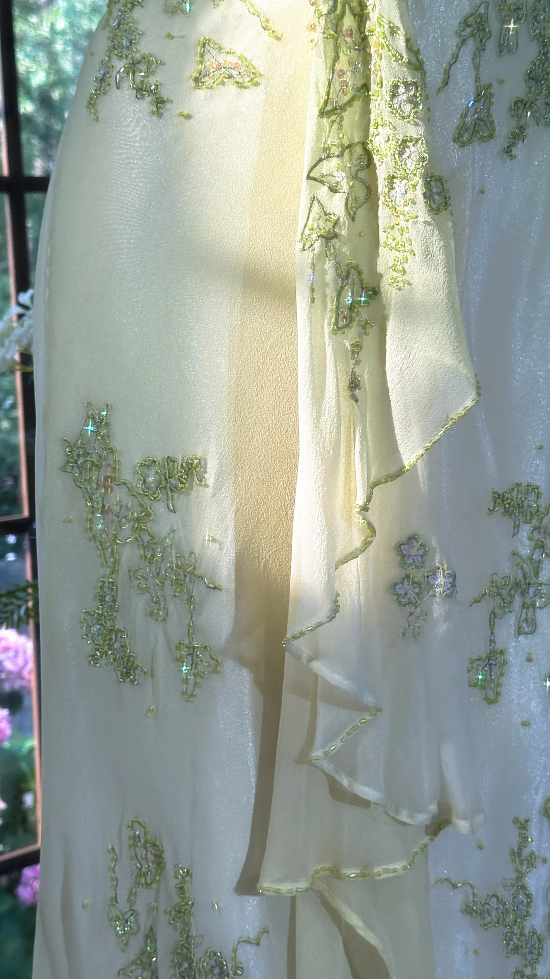 Shiny Light Green Sequined Spaghetti Strap Design Chiffon Prom Dress Evening Dress TP4244