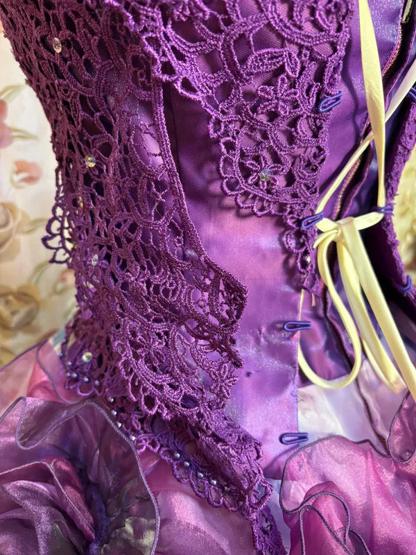 Gorgeous Lilac Floral Spaghetti Strap Chiffon Sweet 16 Quinceanera A-Line Evening Dress Ball Gown TP4284