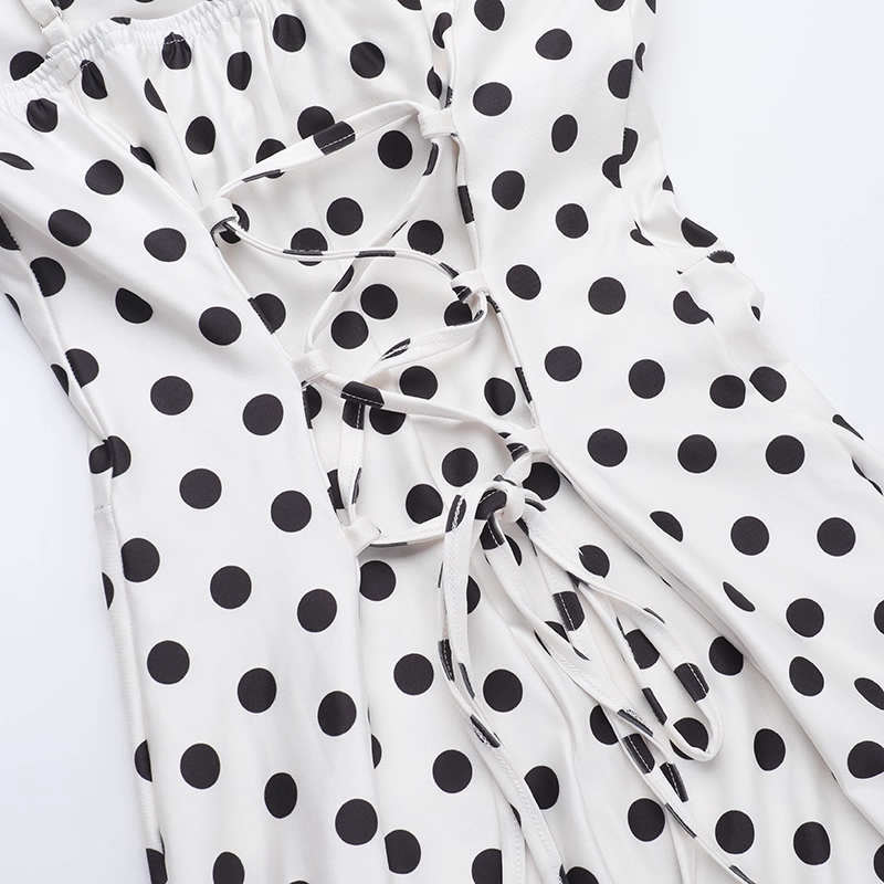 Cute Dot Pattern Sweetheart Spaghetti Strap Sheath Long Summer Dress Prom Dress Evening Dress TP4354