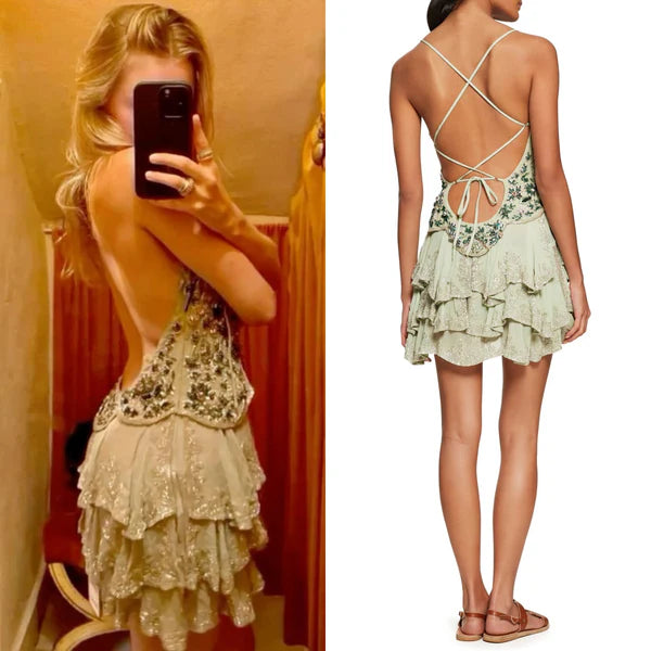Vintage Embroidery Beaded Homecoming Dress A-Line Backless Party Dress Short Cocktail Dress TP4614