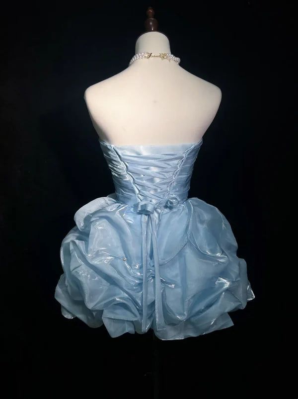 Vintage Sweetheart A-Line Homecoming Dress Ruffle Strapless Party Dress Short Cocktail Dress TP4609