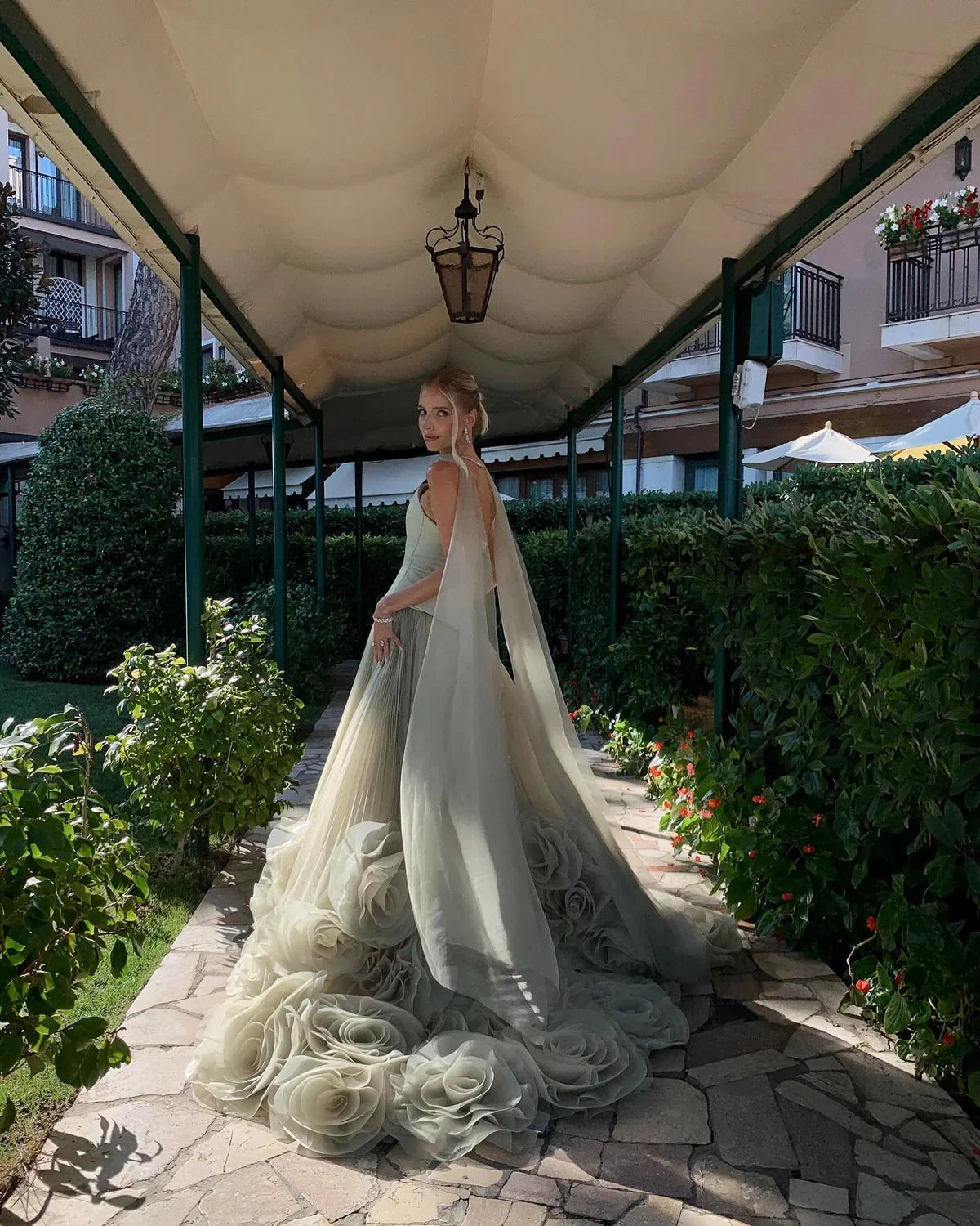 Gorgeous Sage Green 3D Flowers Strapless A-Line Floor-length Prom Dress Evening Dress TP4561