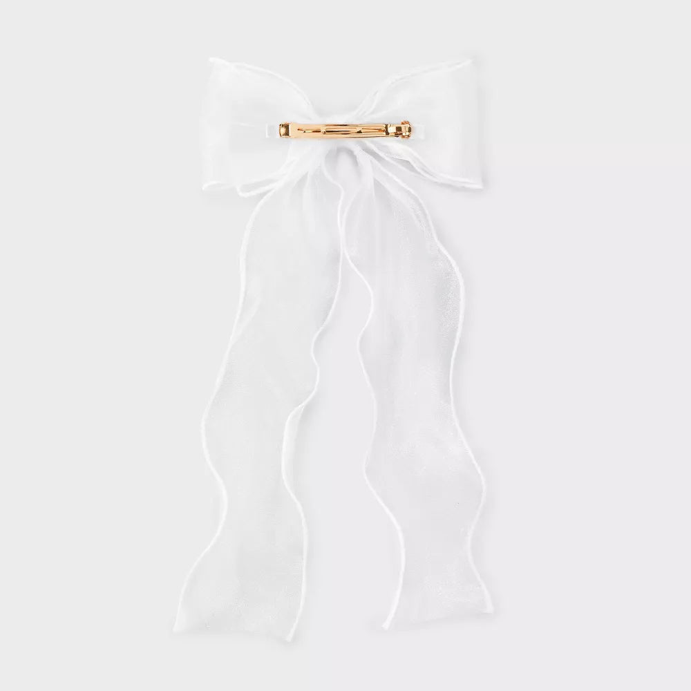 Cute Elegant White Bow Hair Clips Fashion Accessory TP3771