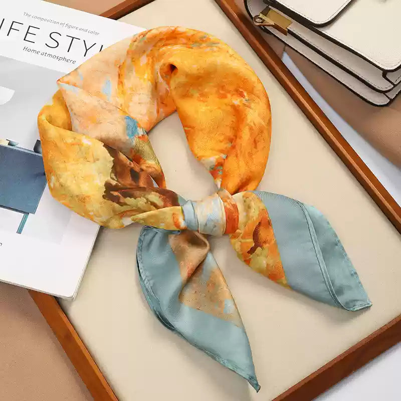 Vintage Elegant Floral Design Versatile Soft Fabric New Fashion Silk Scarf TP3301