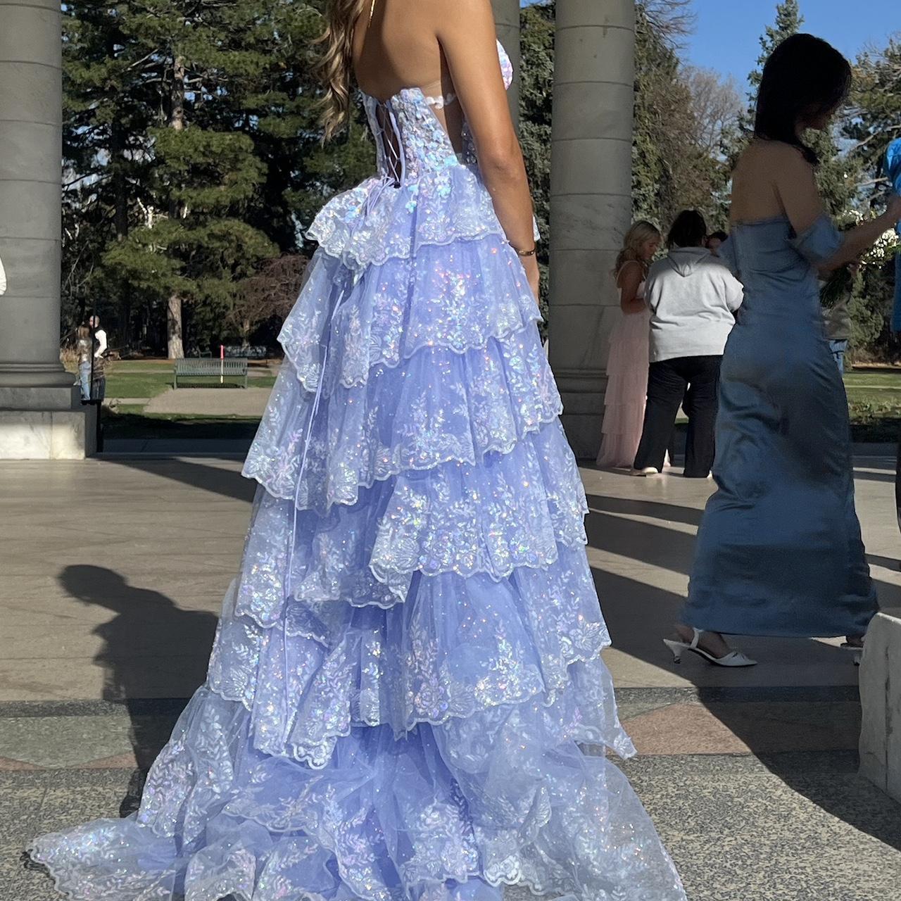 Vintage Shiny Sequin A-Line Prom Dress Spaghetti Strap Tiered Evening Dress Long Formal Dress TP4640